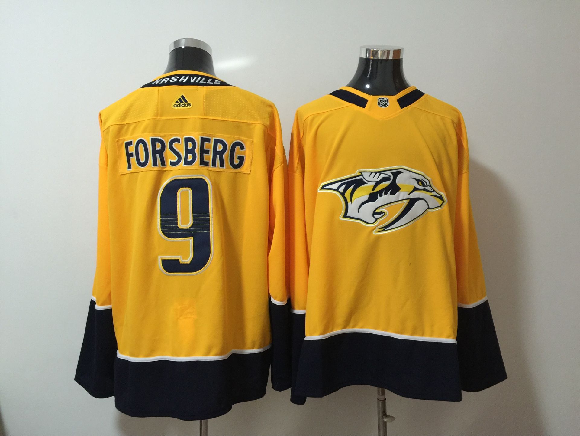 Men Nashville Predators #9 Forsberg Yellow Hockey Stitched Adidas NHL Jerseys